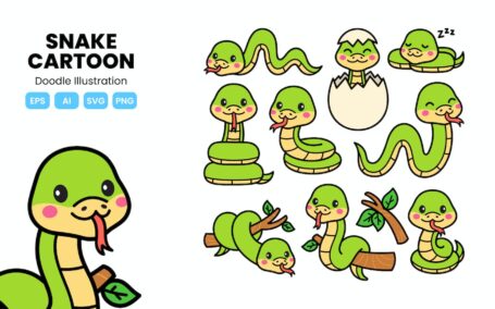 🐍卡通蛇矢量图标（AI,EPS,PNG,SVG）