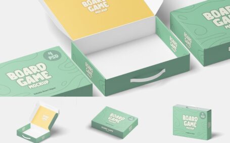 棋盘游戏盒模型样机 (JPG,PSD)