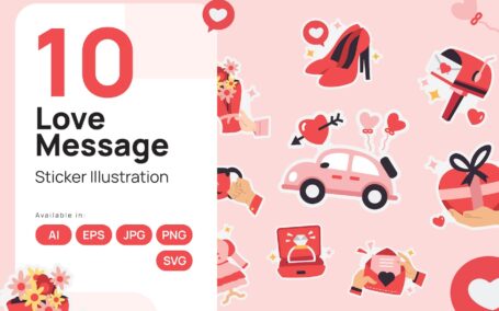 爱留言贴纸插图 (AI,EPS,JPG,PNG,SVG)