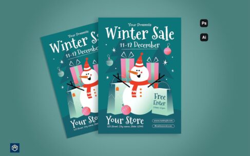 渐变冬季促销传单海报模版 (AI,EPS,PSD)