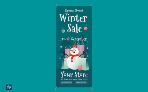 渐变冬季销售易拉宝模版 (AI,EPS,PSD)