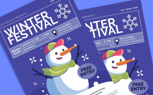 冬季圣诞节节传单海报模版 (AI,PSD)