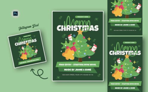 个性化圣诞节传单海报模版 (PSD)