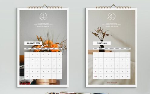 波西米亚生活方式挂历 2024 年模板 (INDD)