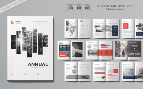 🔴高品质的专业年报画册品牌手册宣传册设计模板-AI, EPS, PSD