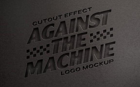 切割纸风格LOGO徽标模型样机 (PSD)