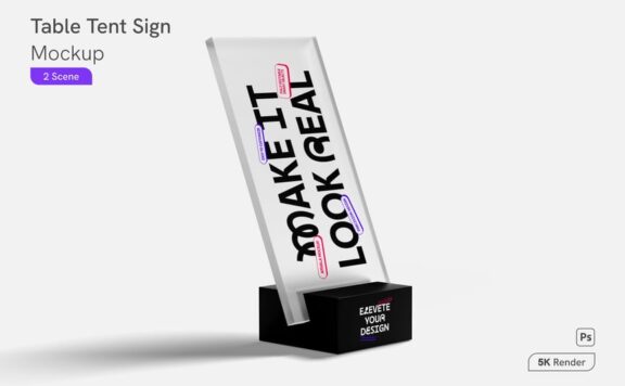 桌帐篷标牌模型样机 (PSD)