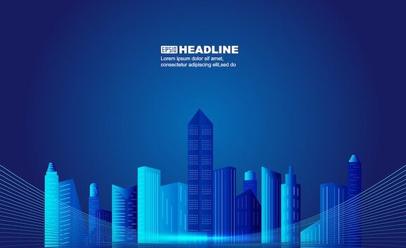 城市建筑天际线的曲线矢量插图