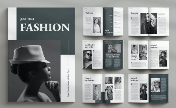 流行的时尚杂志模板 (INDD)