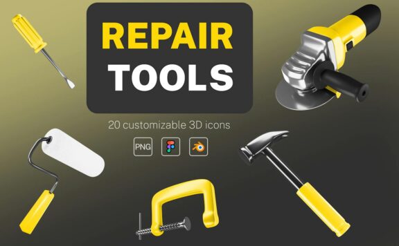3d 图标包 – 修复工具 (PNG,FIG,Blend)