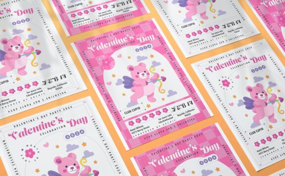 丘比特情人节活动传单海报模版（Ai）