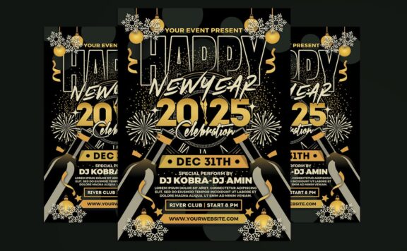 2025 年新年派对庆典传单（PSD）
