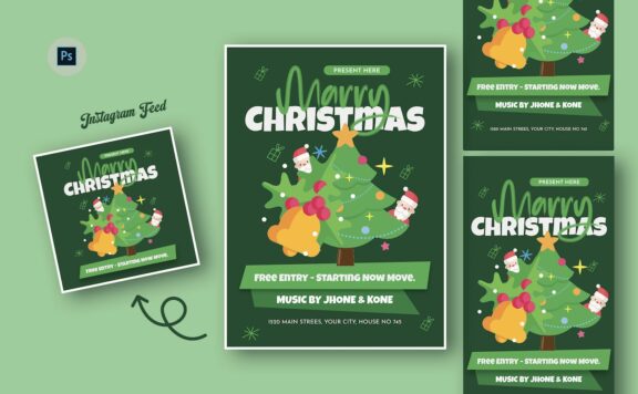 个性化圣诞节传单海报模版 (PSD)