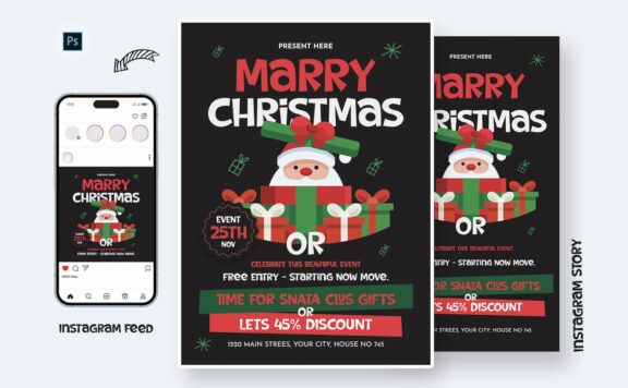 查理圣诞节传单海报模版 (PSD)