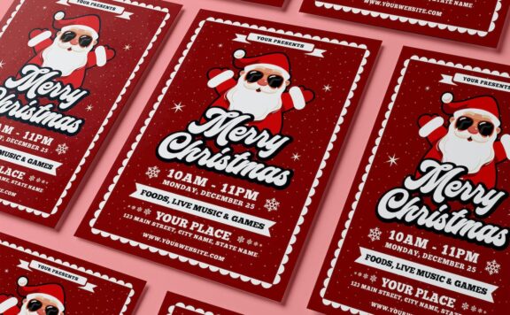 圣诞快乐传单海报模版 (AI,EPS,PDF,PNG,PSD)