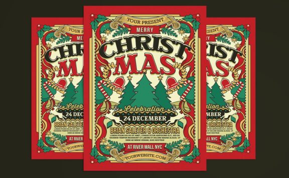 圣诞节庆祝传单海报模版 (PSD)