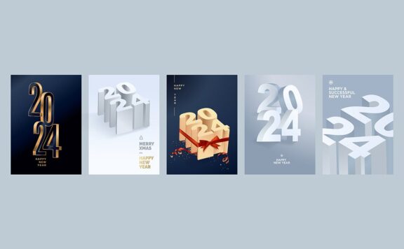 新年快乐贺卡套装 (EPS,JPG)