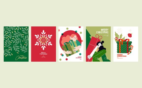 圣诞节和新年贺卡 (EPS,JPG)