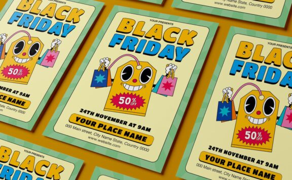 黑色星期五传单海报模版 (EPS,AI,PDF,PNG,PSD)