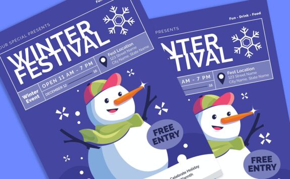 冬季圣诞节节传单海报模版 (AI,PSD)