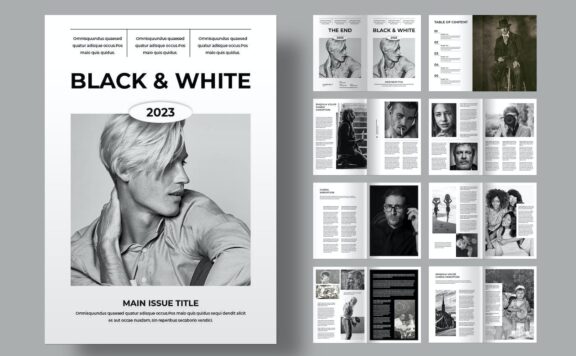 黑白杂志画册模版 (INDD)
