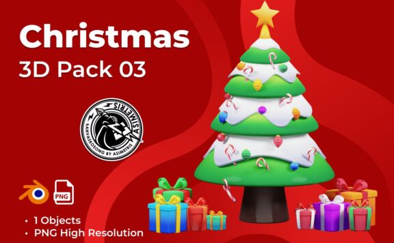 圣诞树 3D 图标图 (PNG,Blend)