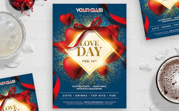 情人节节日活动海报传单模板 (PSD)