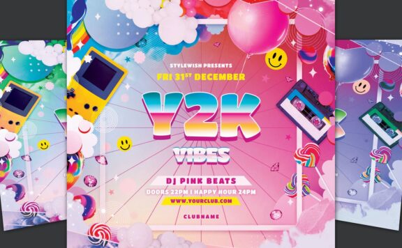 复古Y2K千禧风活动海报模板 (PSD)