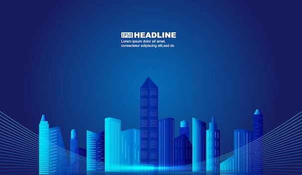 城市建筑天际线的曲线矢量插图