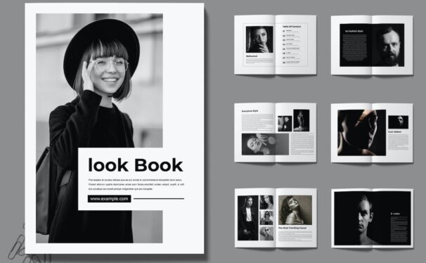 黑色时尚Look书籍杂志设计 (INDD)