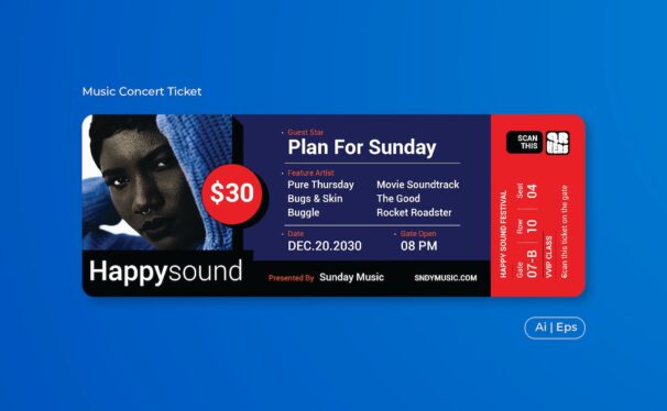 音乐会门票 (AI,EPS)