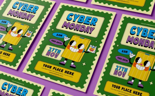 网络星期一活动传单海报模版 (AI,EPS,PDF,PNG,PSD)