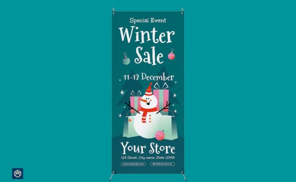 渐变冬季销售易拉宝模版 (AI,EPS,PSD)