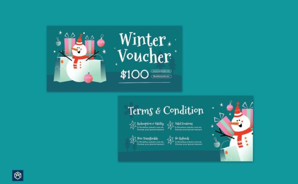 渐变圣诞冬季优惠券模版 (AI,EPS,PSD)