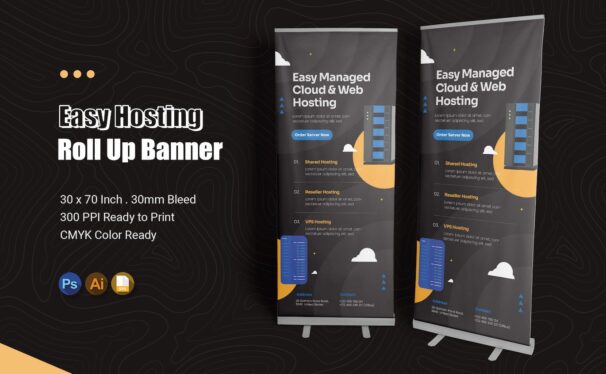 🔴简约时尚多用途的高品质X展架易拉宝门型架设计模板-AI, EPS, PSD