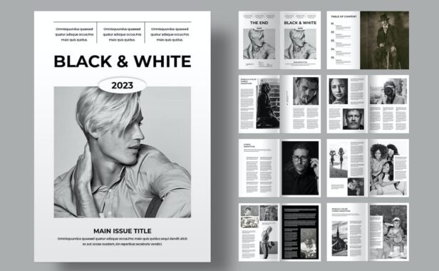 黑白杂志画册模版 (INDD)