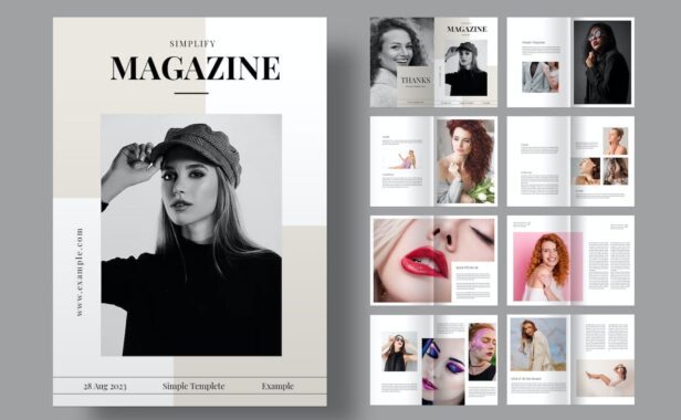 简化杂志画册模版 (INDD)