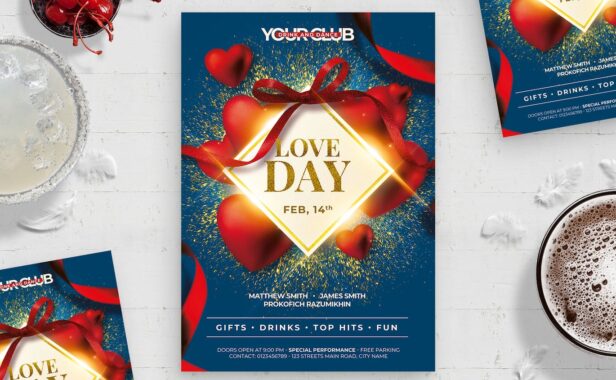 情人节节日活动海报传单模板 (PSD)