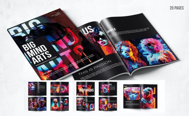 杂志 – A4 +US 字母设计 -画册模版 (PSD)