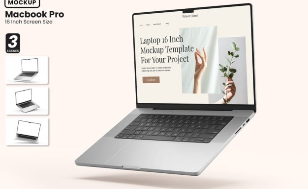 MacBook 16英寸电脑模型样机 (PSD)