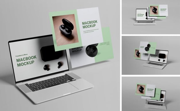 MacBook电脑模型样机 (PSD,PDF)