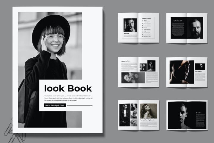 黑色时尚Look书籍杂志设计 (INDD) – 蜜芽设计 – 优质平面设计资源素材免费下载