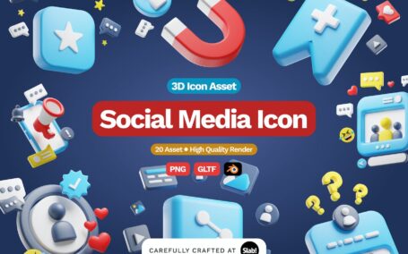 3D 社交元素图标集 (PNG,Blend)