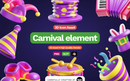 3D嘉年华节日活动元素图标 (PNG,Blend)