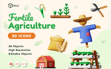 农业3D图标 (PNG,Blend)
