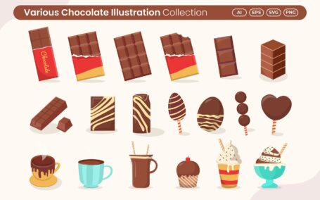各种巧克力矢量插图集 (AI,EPS,PNG,SVG)