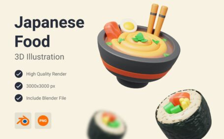 日本食品3D插图 (PNG,Blend)