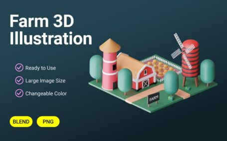 农场3D插图 (PNG,Blend)