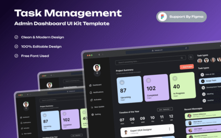 任务管理管理仪表板网页模板 (FIG)