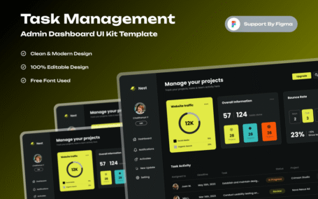 任务管理管理仪表板网页模板 (FIG)